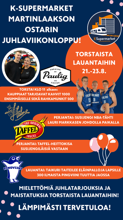 K-Supermarketin juhlaviikonloppu 21.-23.8.2025