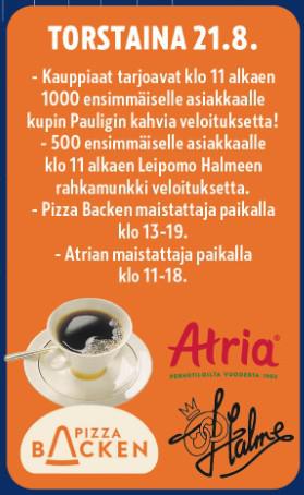 K-Supermarketin juhlaviikonlopun ohjelma to 21.8.