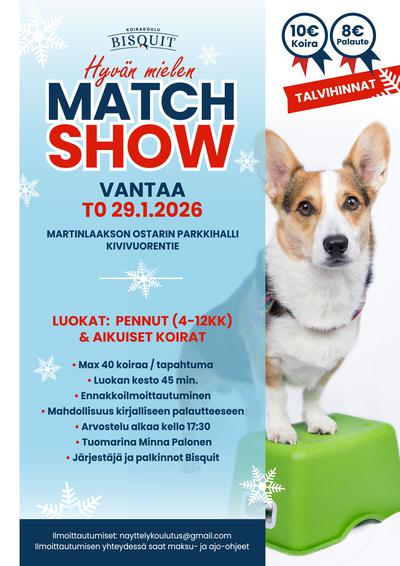 Hyvän Mielen Match Show koirille 29.1.2026